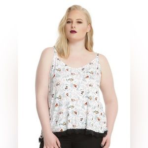 DISNEY Bambi & Thunper Allover Print Lace Detail TANK TOP!